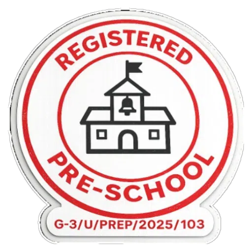 Government Registered Pre-School badge, Registration No. G-3/U/PREP/2025/103